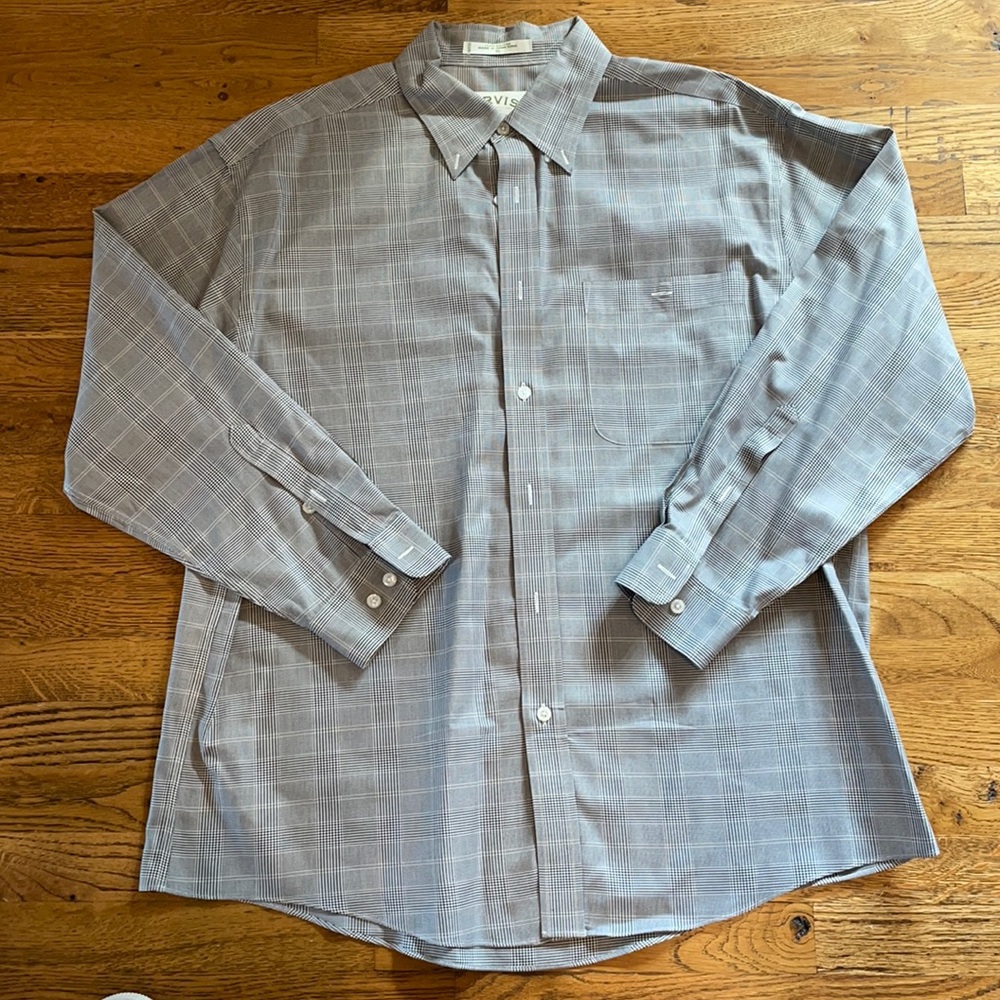 Orvis XL LS Navy Blue Check